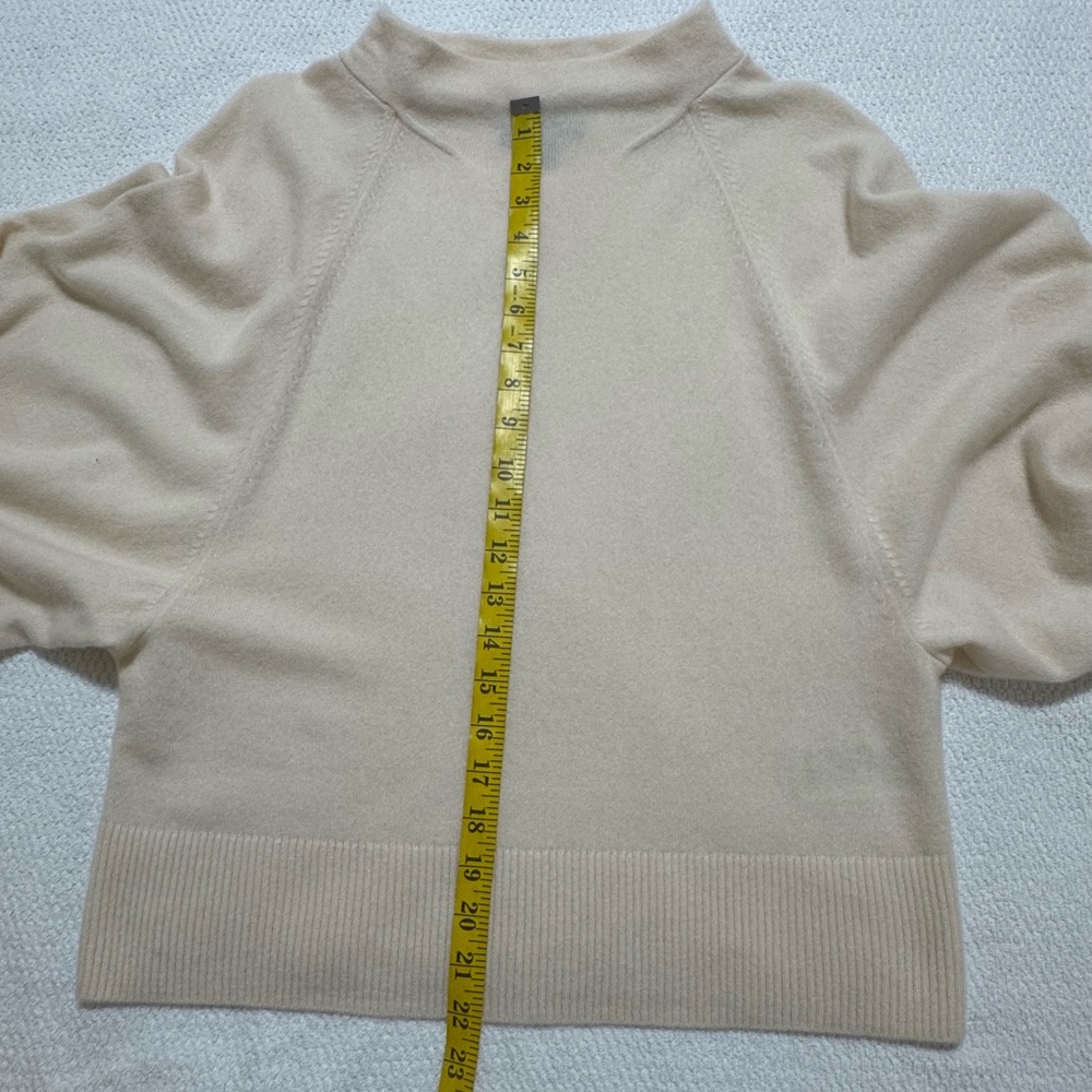 BR Banana Republic S Mock Neck Long Wide Sleeve Ivory Cashmere Sweater Oversized - Picture 7 of 12